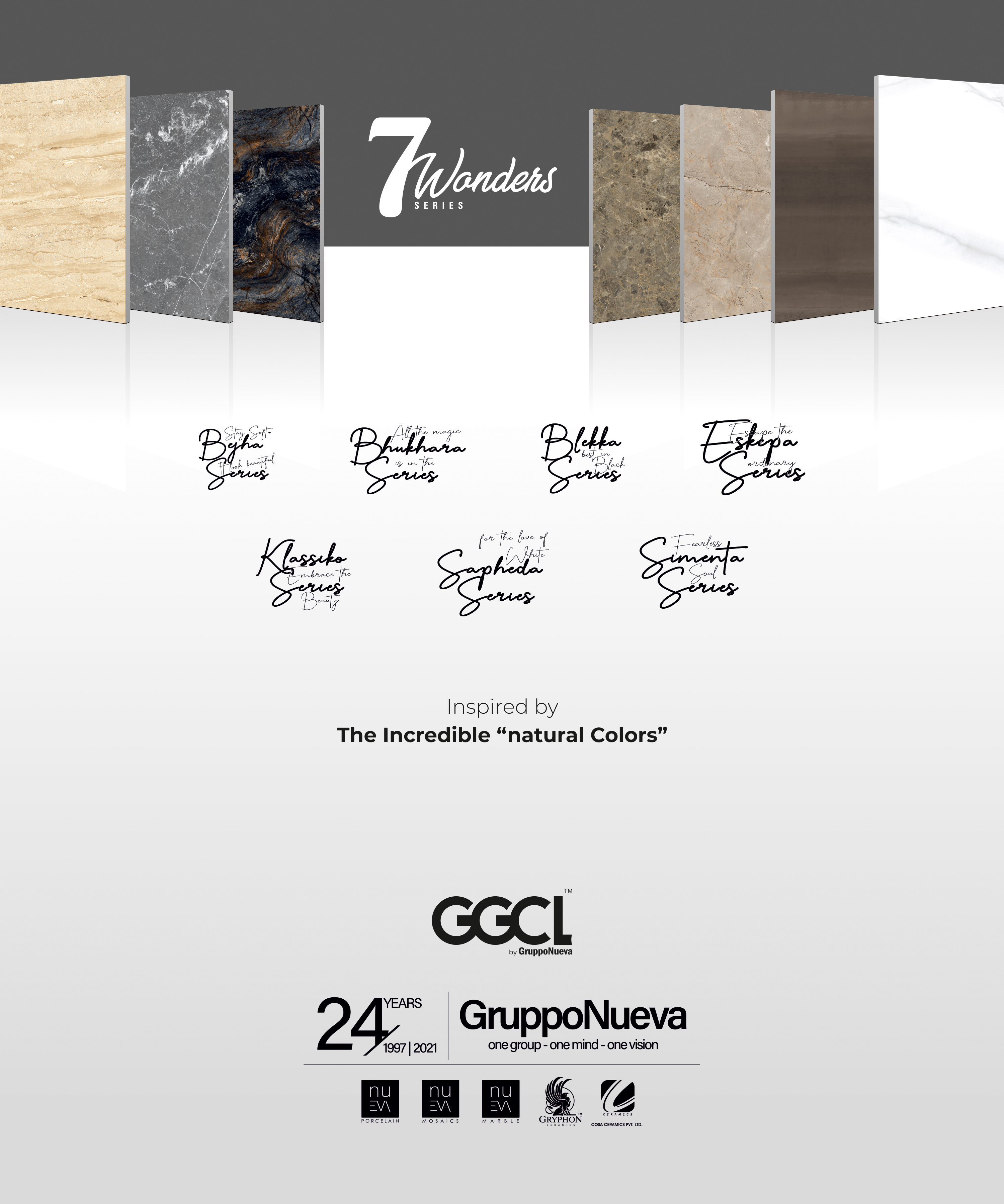 7 Wonder Series Collections By GGCL Ethos Of Marbles Harmonized With Porcelain Tiles