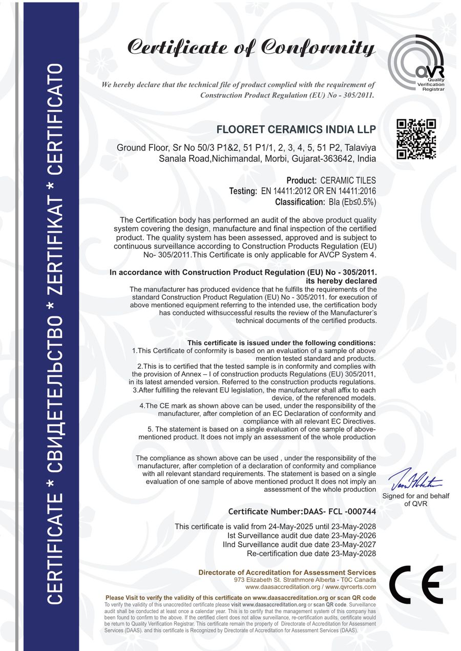 Certificate of Conformity certificate