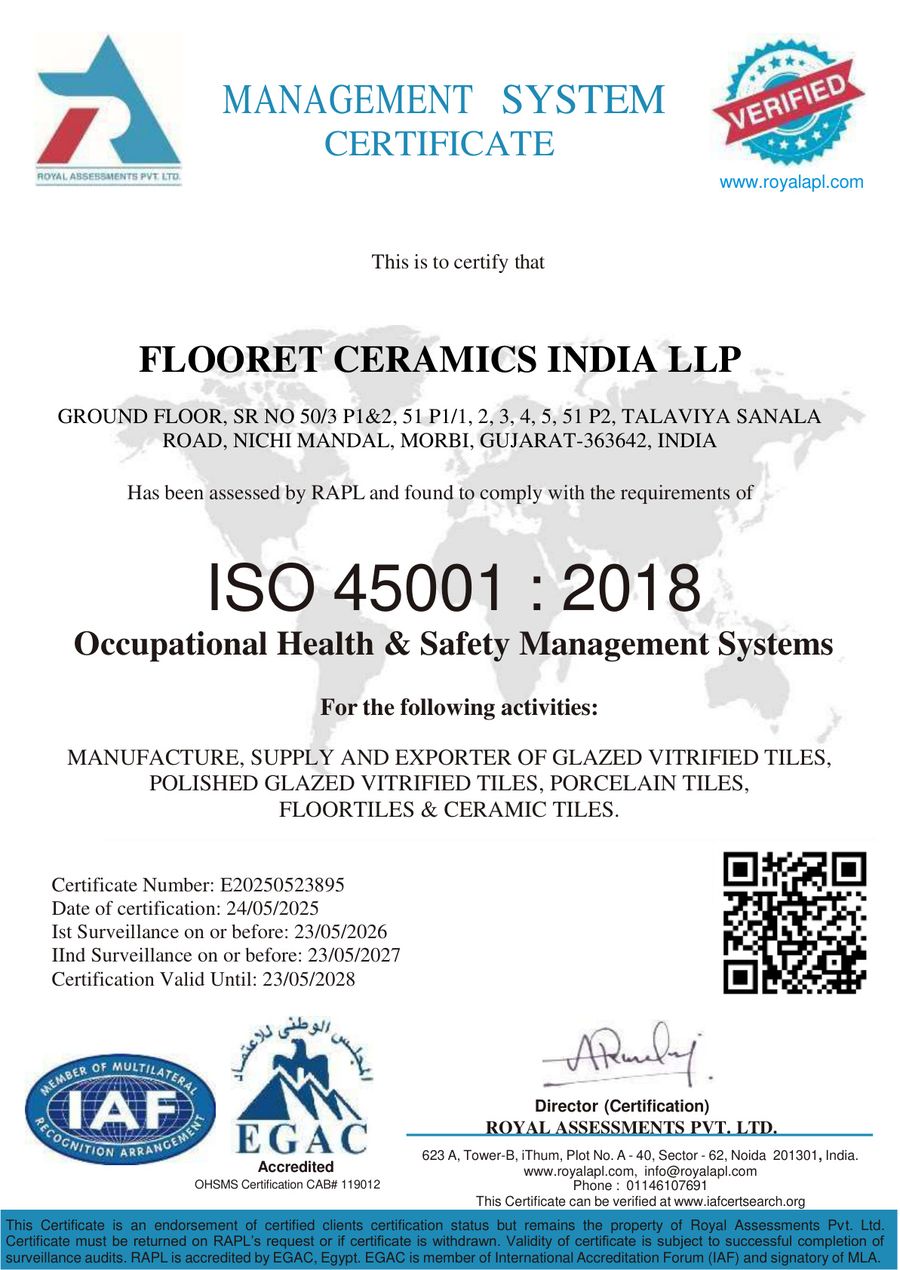 ISO 45001:2018 certificate